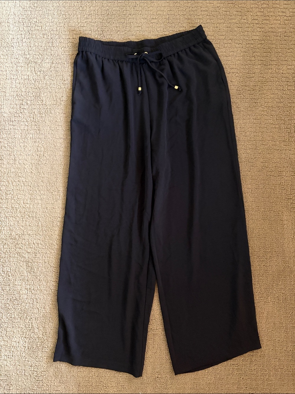 Michael Kors Navy Wide-Leg Drawstring Pants